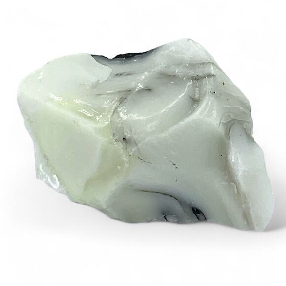 Milk Glass Black Infused Art Glass Cullet Glowing Manganese Slag Glass #4GM181 - Picture 5 of 8